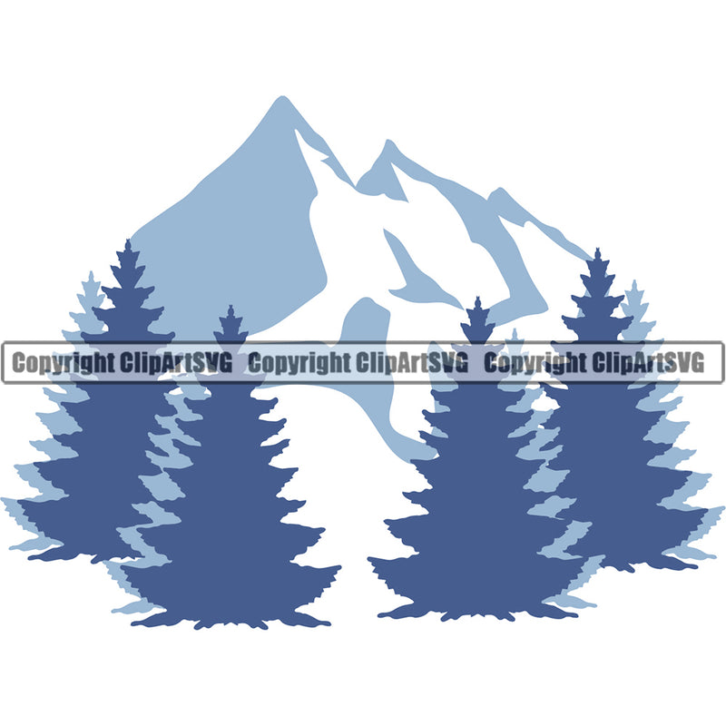 Nature Mountain Tree White Background Vector Design Element Green Landscape Landscaping Landscaper Forest Foliage Leaf Summer Plant Garden Gardener Outdoor Spring Botany Clipart SVG