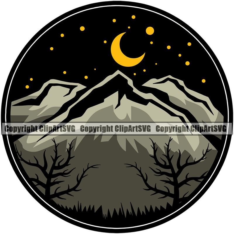 Nature Mountain Tree Logo Design Element Green Landscape Landscaping Landscaper Forest Foliage Leaf Summer Plant Garden Gardener Outdoor Spring Botany Clipart SVG