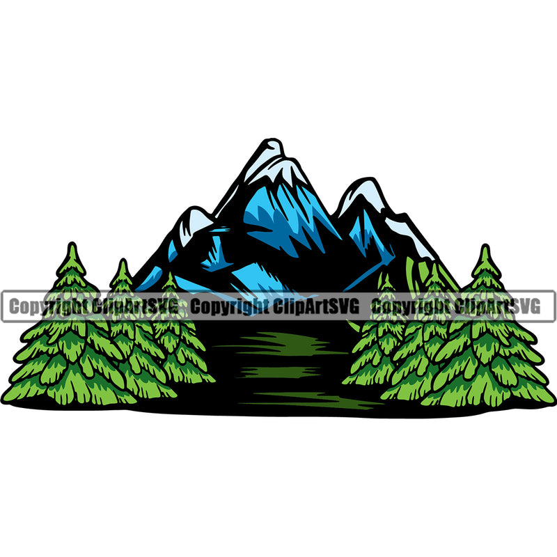 Nature Tree Mountain Trees Logo Design Element Green Landscape Landscaping Landscaper Forest Foliage Leaf Summer Plant Garden Gardener Outdoor Spring Botany Clipart SVG