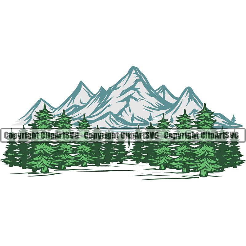 Nature Tree Mountains Trees Logo Ice Vector Design Element Green Landscape Landscaping Landscaper Forest Foliage Leaf Summer Plant Garden Gardener Outdoor Spring Botany Clipart SVG