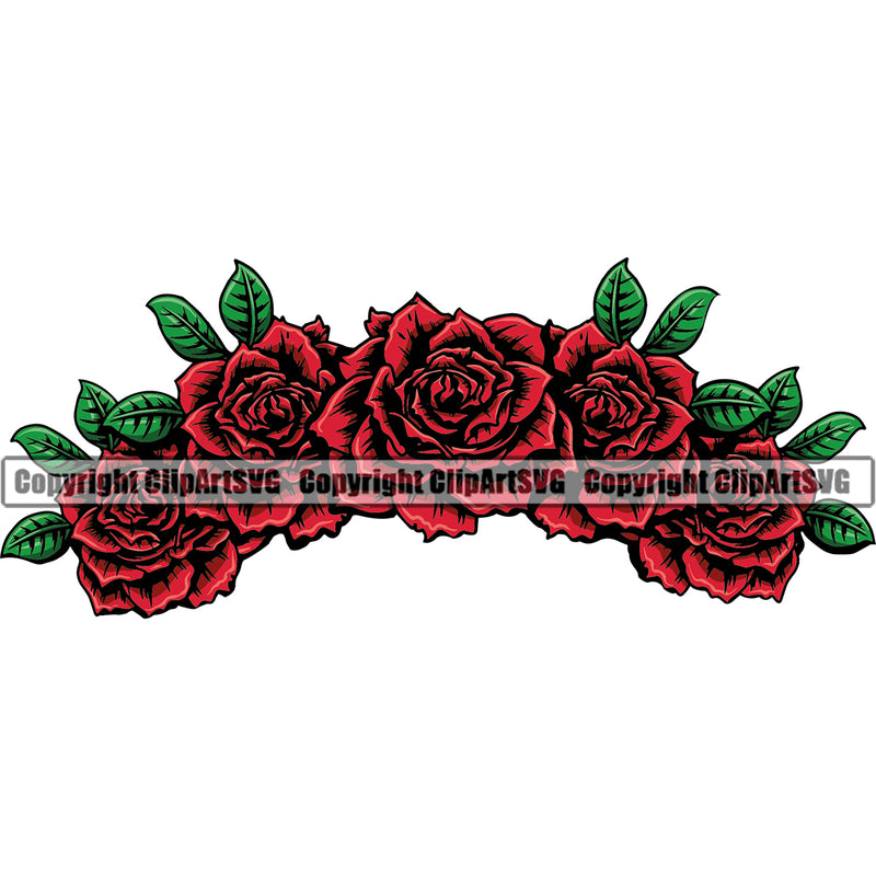 Nature Roses Flower Headband Vector Design Element Tree Green Landscape Landscaping Landscaper Forest Foliage Leaf Summer Plant Garden Gardener Outdoor Spring Botany Clipart SVG