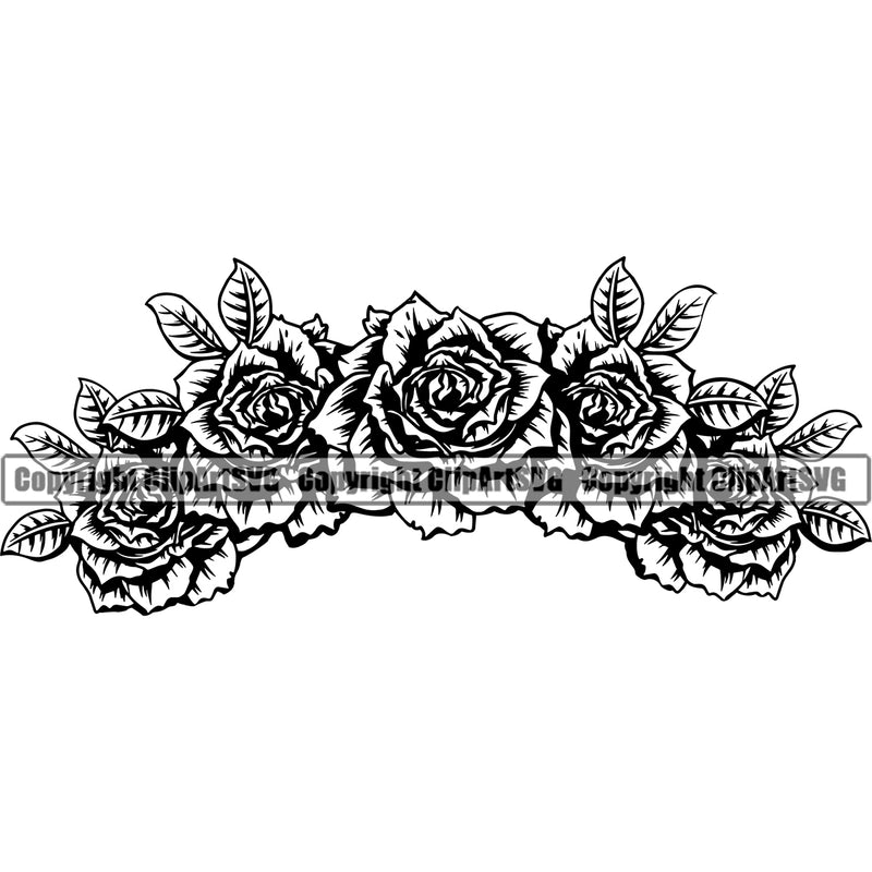 Nature Roses Headband Flower Vector Design Element Tree Green Landscape Landscaping Landscaper Forest Foliage Leaf Summer Plant Garden Gardener Outdoor Spring Botany Clipart SVG