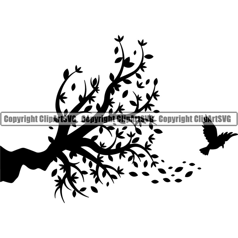 Nature Tree Birds Leaves White Background Design Element Green Landscape Landscaping Landscaper Forest Foliage Leaf Summer Plant Garden Gardener Outdoor Spring Botany Clipart SVG