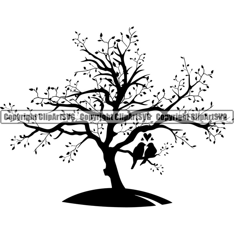 Nature Tree Bird Leaves Logo Design Element Vector Artwork Green Landscape Landscaping Landscaper Forest Foliage Leaf Summer Plant Garden Gardener Outdoor Spring Botany Clipart SVG