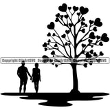 Nature Tree Heart Couple Vector Design Element Green Landscape Landscaping Landscaper Forest Foliage Leaf Summer Plant Garden Gardener Outdoor Spring Botany Clipart SVG