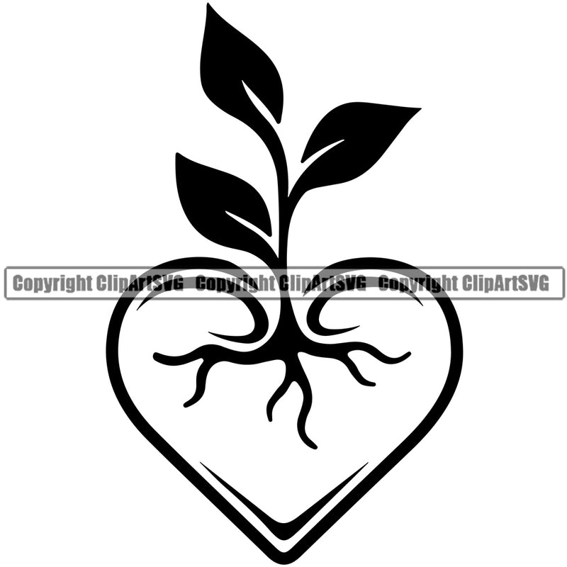 Nature Tree Heart Grow Plant Vector Design Element Green Landscape Landscaping Landscaper Forest Foliage Leaf Summer Plant Garden Gardener Outdoor Spring Botany Clipart SVG