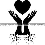 Nature Tree Heart Hands Roots White Background Design Element Green Landscape Landscaping Landscaper Forest Foliage Leaf Summer Plant Garden Gardener Outdoor Spring Botany Clipart SVG