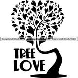 Tree Love Nature Tree Heart Vector Design Element Green Landscape Landscaping Landscaper Forest Foliage Leaf Summer Plant Garden Gardener Outdoor Spring Botany Clipart SVG