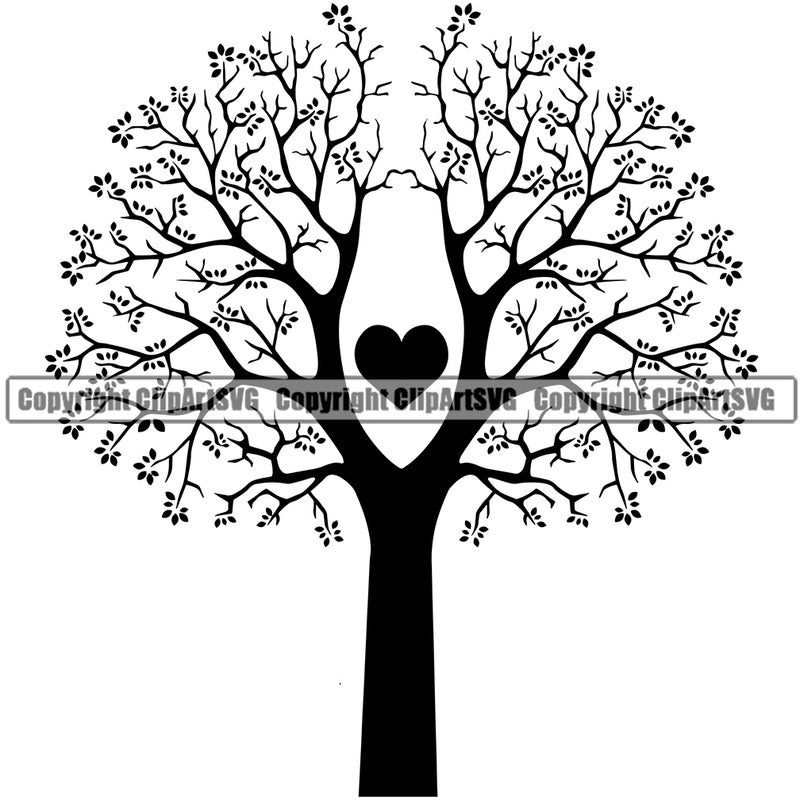 Nature Tree Heart Leaves Love Vector Design Element Green Landscape Landscaping Landscaper Forest Foliage Leaf Summer Plant Garden Gardener Outdoor Spring Botany Clipart SVG