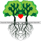 Nature Tree Tree Heart Roots White Background Green Landscape Landscaping Landscaper Forest Foliage Leaf Summer Plant Garden Gardener Outdoor Spring Botany Clipart SVG