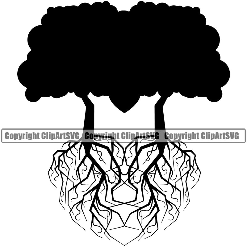 Nature Tree Heart Roots White Background Design Element Green Landscape Landscaping Landscaper Forest Foliage Leaf Summer Plant Garden Gardener Outdoor Spring Botany Clipart SVG