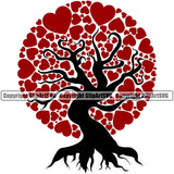 Nature Tree Heart Red Color Vector Design Element Green Landscape Landscaping Landscaper Forest Foliage Leaf Summer Plant Garden Gardener Outdoor Spring Botany Clipart SVG