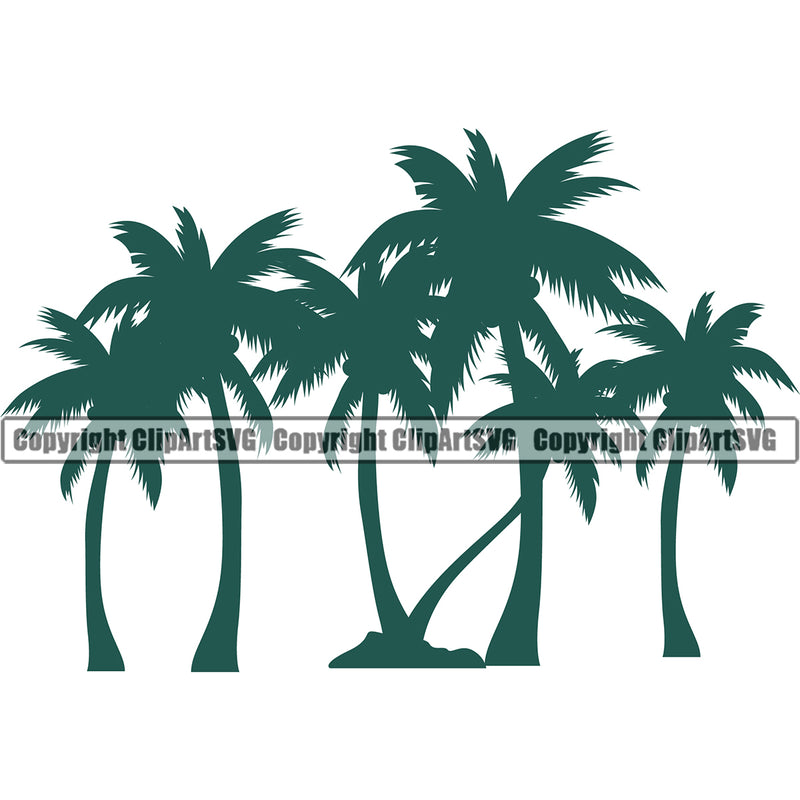 Nature Tree Palm Silhouette Green Landscape Vector Design Element Landscaping Landscaper Forest Foliage Leaf Summer Plant Garden Gardener Outdoor Spring Botany Clipart SVG