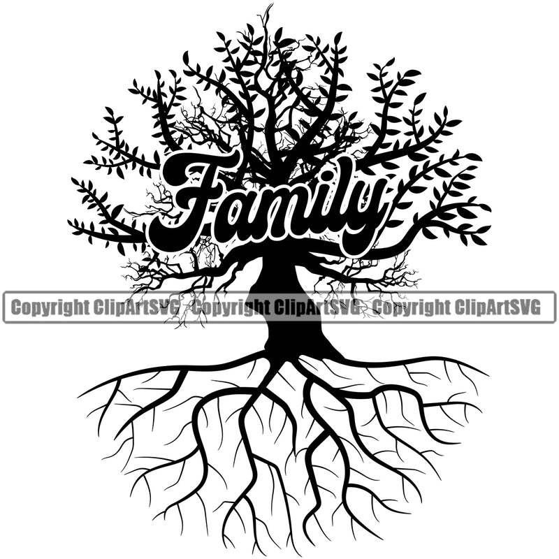 Family Quote Nature Tree Root Vector Design Element Green Landscape Landscaping Landscaper Forest Foliage Leaf Summer Plant Garden Gardener Outdoor Spring Botany Clipart SVG