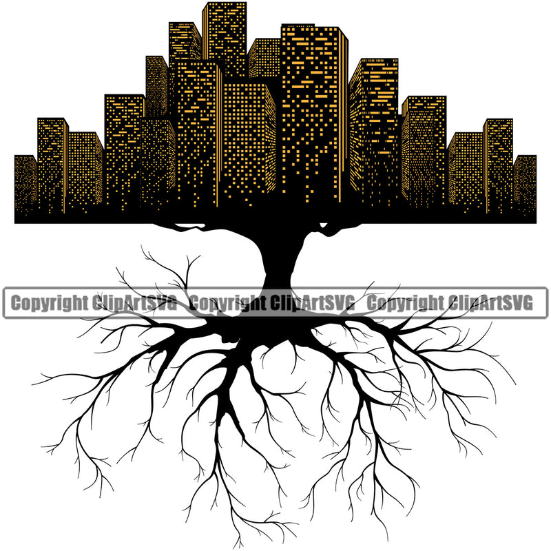 Nature Tree Root On Building Design Element White Background Green Landscape Landscaping Landscaper Forest Foliage Leaf Summer Plant Garden Gardener Outdoor Spring Botany Clipart SVG