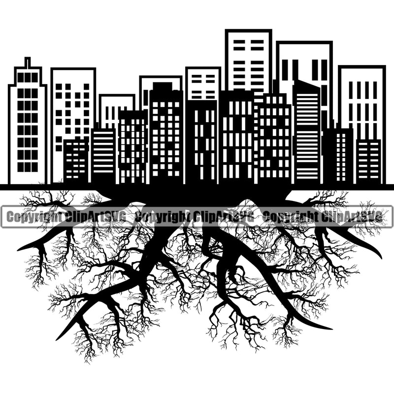 Nature Tree Building Root Soil Vector Design Element Green Landscape Landscaping Landscaper Forest Foliage Leaf Summer Plant Garden Gardener Outdoor Spring Botany Clipart SVG