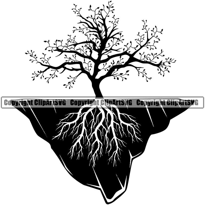 Nature Tree Roots Vector White Background Design Landscaper Forest Foliage Leaf Summer Plant Garden Gardener Outdoor Spring Green Landscape Landscaping Botany Clipart SVG