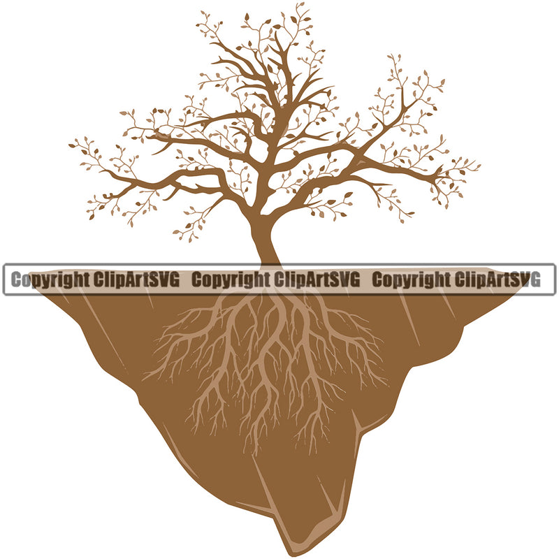 Nature Tree Roots Color Brown Vector Design Element Green Landscape Landscaping Landscaper Forest Foliage Leaf Summer Plant Garden Gardener Outdoor Spring Botany Clipart SVG
