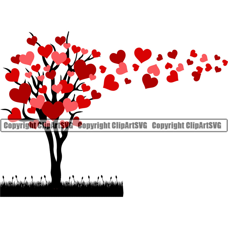 Nature Tree Heart Blowing White Background Vector Design Element Green Landscape Landscaping Landscaper Forest Foliage Leaf Summer Plant Garden Gardener Outdoor Spring Botany Clipart SVG