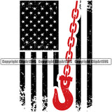 Truck Tow Driver Logo USA Flag Chain Hook Color Clipart SVG