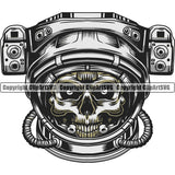 Astronaut Helmet Skull Skeleton Outer Space Spaceman Astronaut Logo Color Clipart SVG