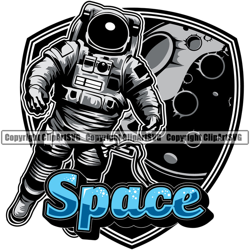 Astronaut Science Technology Space Nasa Cartoon Character Vector Design Element Shuttle Spaceman Planet Spaceship Spacesuit Scifi Sci-Fi Art Clipart SVG
