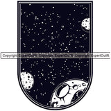 Astronaut Science Technology Space With Star Black And White Logo Design Element Shuttle Spaceman Planet Spaceship Spacesuit Scifi Sci-Fi Art Clipart SVG