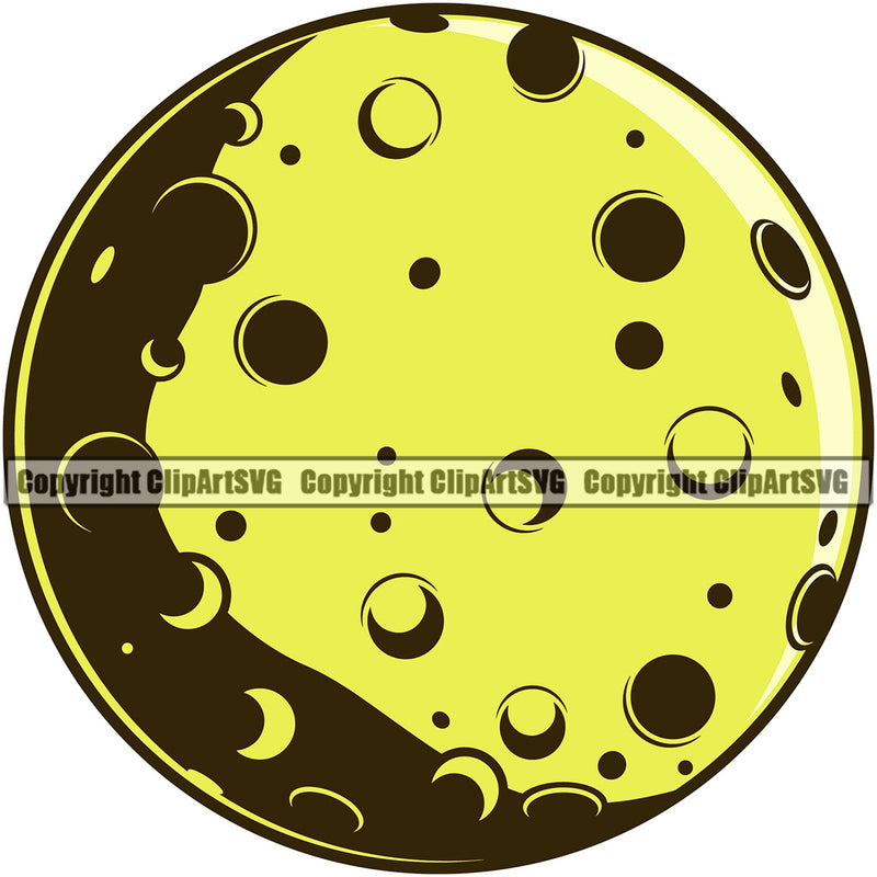 Yellow Moon Cool Planetary Moon Color Design Element Astronaut Science Technology Space Shuttle Spaceman Planet Spaceship Spacesuit Scifi Sci-Fi Art Clipart SVG