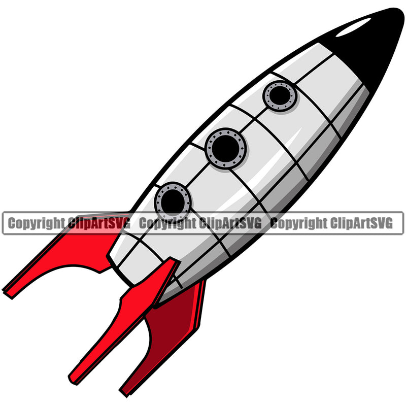 Spaceship Rocket Color Design Element White Background Logo Astronaut Science Technology Space Shuttle Spaceman Planet Spaceship Spacesuit Scifi Sci-Fi Art Clipart SVG