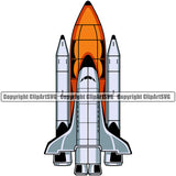 Space Shuttle Rocket Top Color Logo Design Element Astronaut Science Space Shuttle Spaceman Planet Spacesuit Scifi Sci-Fi Art Clipart SVG