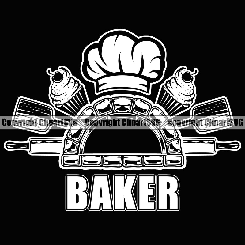 Occupation Food Baker Rolling Pin Design Baker Baking Bake Fire Brick Oven Pizza Pizzeria Logo Clipart SVG