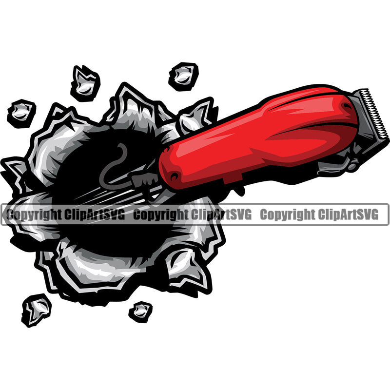 Barber Break Hole Speed Lines Shop Color Barbershop Hair Hairdresser Haircut Hairstyle Hairstylist Beauty Salon Beard Shaving Grooming Design Element Retro Vintage Business Company Logo Clipart SVG