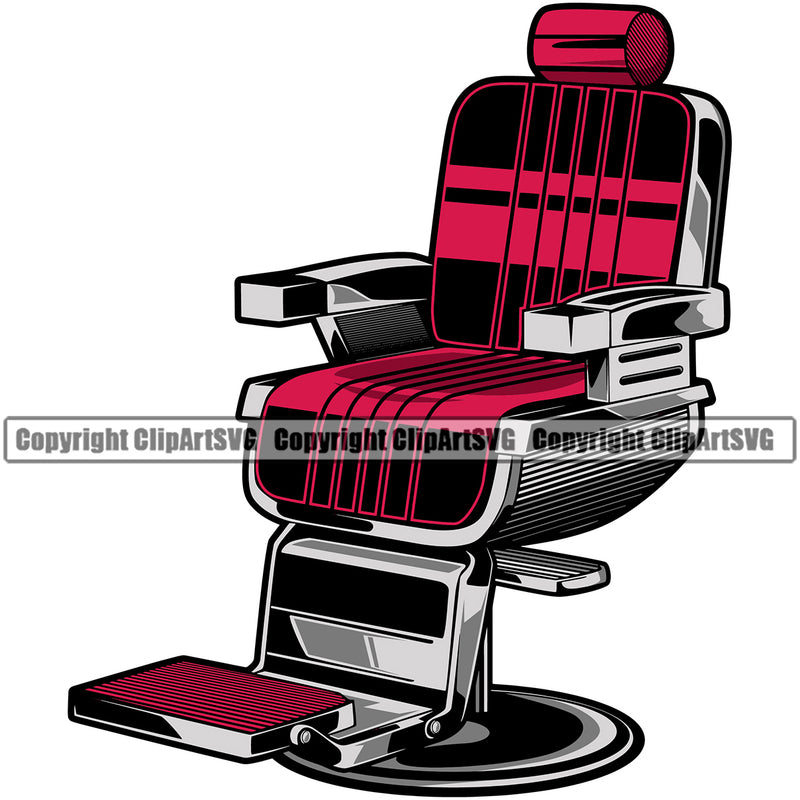 Barber Shop Chair Color Barbershop Hair Cut Hairdresser Haircut Hairstyle Professional Classic Style Hairstylist Salon Beard Shaving Groom Grooming Design Element Retro Vintage Business Company Logo Clipart SVG