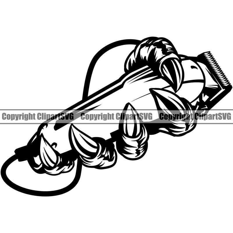 Occupation Barber Claw Clippers Monster Nail Design Barber Barbershop Hairstylist Hair Cut Logo Clipart SVG