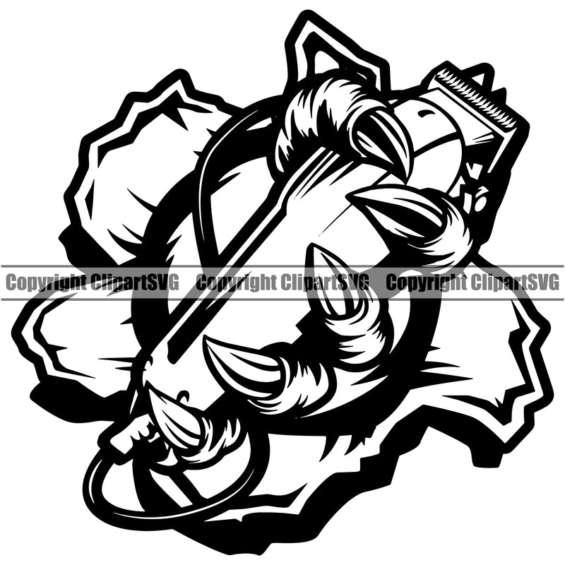 Barber Occupation Animal Claw Clippers Hole Shop Barbershop Hair Cut Haircut Hairstyle Hairstylist Beauty Salon Beard Shave Shaving Groom Grooming Design Element Retro Vintage Business Company Logo Clipart SVG