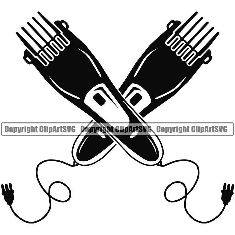 Barber Occupation Cross Design Shop Barbershop Hair Cut Hairdresser Haircut Hairstyle Hairstylist Beauty Salon Beard Shave Shaving Groom Grooming Element Retro Vintage Business Company Logo Clipart SVG