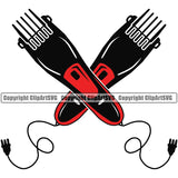 Barber Occupation Shop Barbershop Hair Cut Cross Design Element Hairdresser Haircut Hairstyle Hairstylist Beauty Salon Beard Shave Shaving Groom Grooming Retro Vintage Business Company Logo Clipart SVG