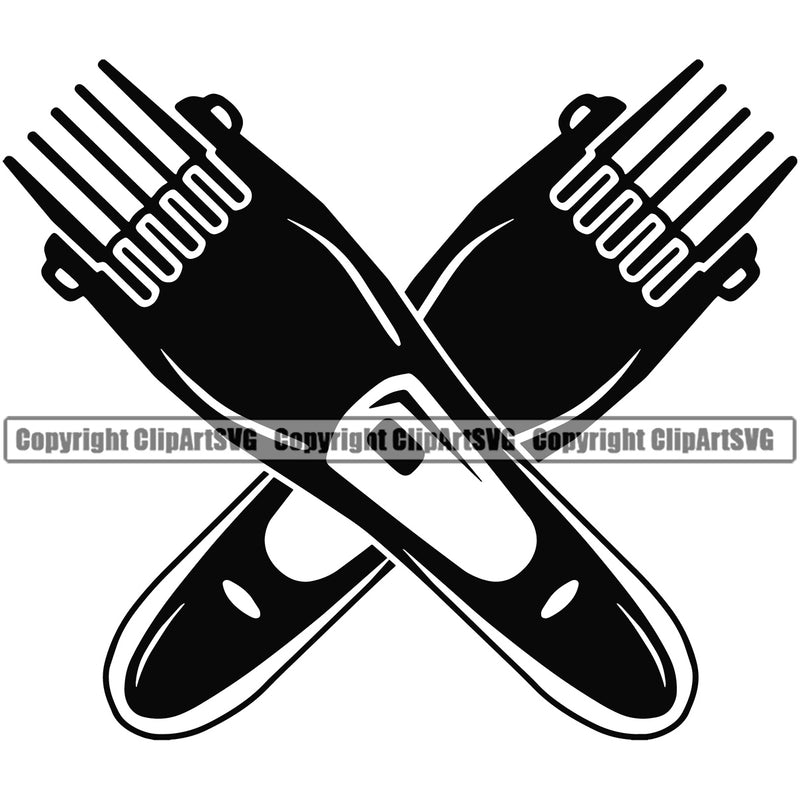 Barber Occupation Clippers Cross Design Element Shop Barbershop Hair Cut Hairdresser Haircut Hairstyle Hairstylist Beauty Salon Beard Shave Shaving Groom Grooming Retro Vintage Business Company Logo Clipart SVG