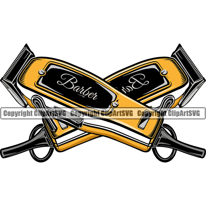 Barber Occupation Shop Clippers Color Barbershop Hair Cut Beauty Salon Beard Shave Shaving Groom Grooming Design Element Retro Vintage Business Company Logo Hairdresser Haircut Hairstyle Hairstylist Clipart SVG