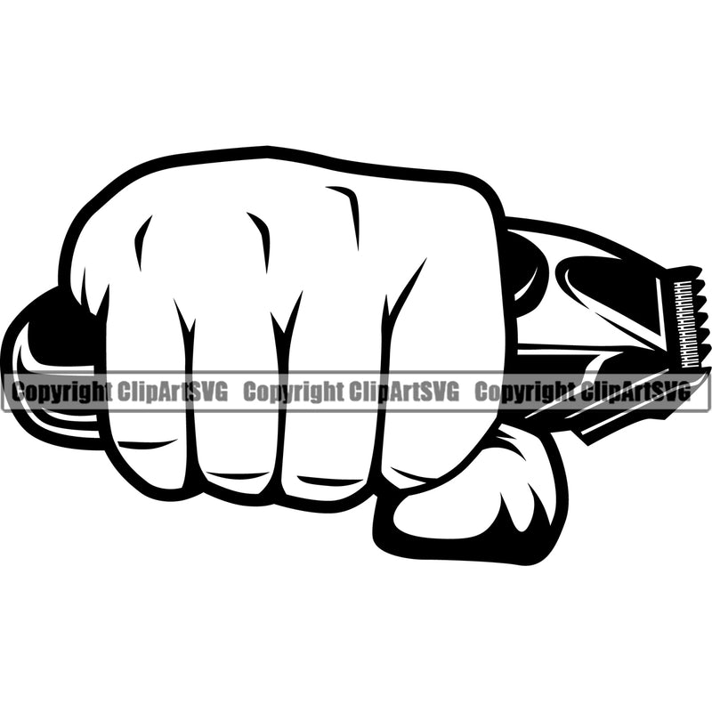 Barber Occupation Hand Punch Shop Barbershop Hair Cut Hairdresser Business Company Logo Haircut Hairstyle Hairstylist Beauty Salon Beard Shave Shaving Groom Grooming Design Element Retro Vintage Clipart SVG