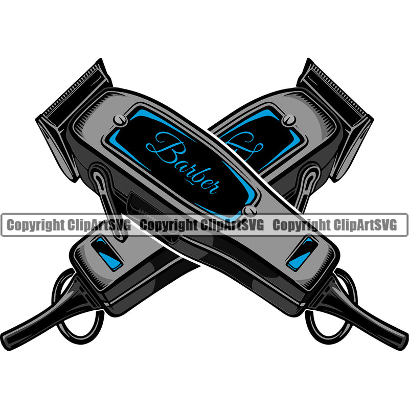 Barber Occupation Clippers Clipper Razor Shop Barbershop Hair Cut Blue Color Hairdresser Haircut Hairstyle Hairstylist Beauty Salon Beard Shave Shaving Groom Grooming Design Element Retro Vintage Business Company Logo Clipart SVG