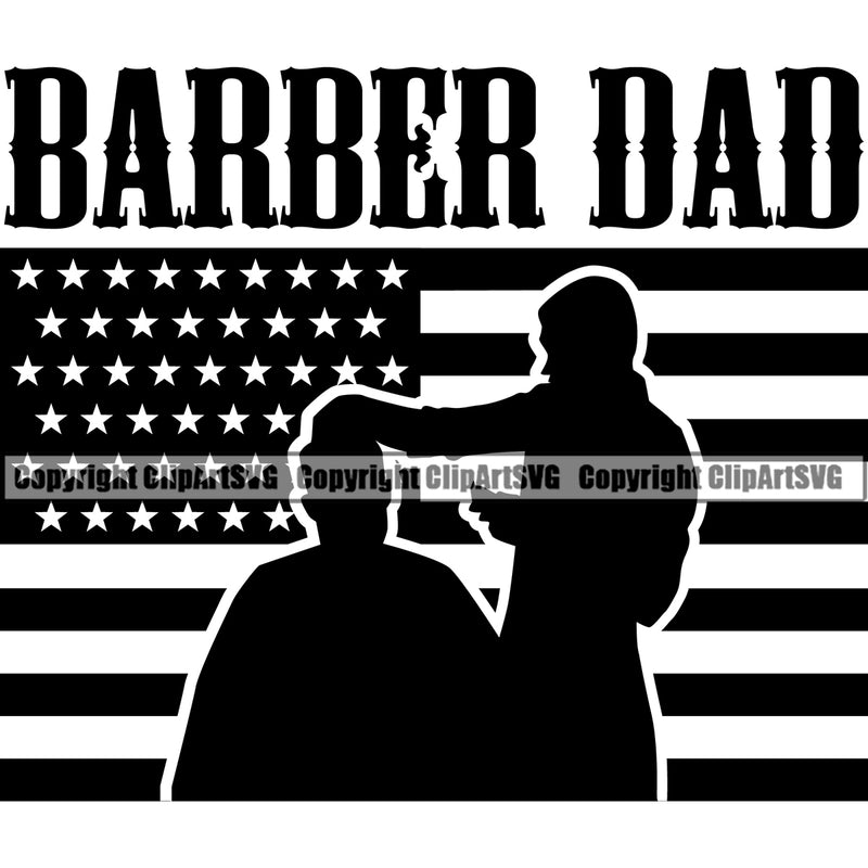 Barber Dad Black Color Design Element Occupation Clippers Clipper Razor Shop Barbershop Hair Cut Hairdresser Haircut Hairstyle Hairstylist Grooming Retro Vintage Business Company Logo Beauty Salon Beard Shave Shaving Groom Clipart SVG