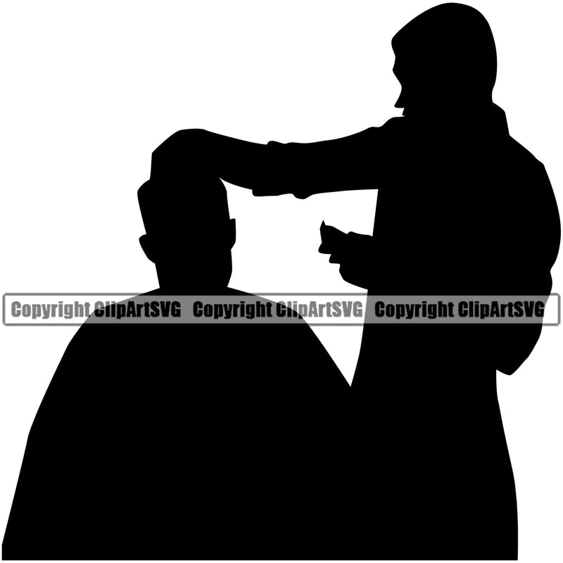 Barber Dad Black Color Design Element Occupation Clippers Razor Shop Hair Cut Hairdresser Haircut Hairstyle Hairstylist Beauty Salon Beard Shave Shaving Groom Grooming Retro Vintage Business Company Logo Clipart SVG