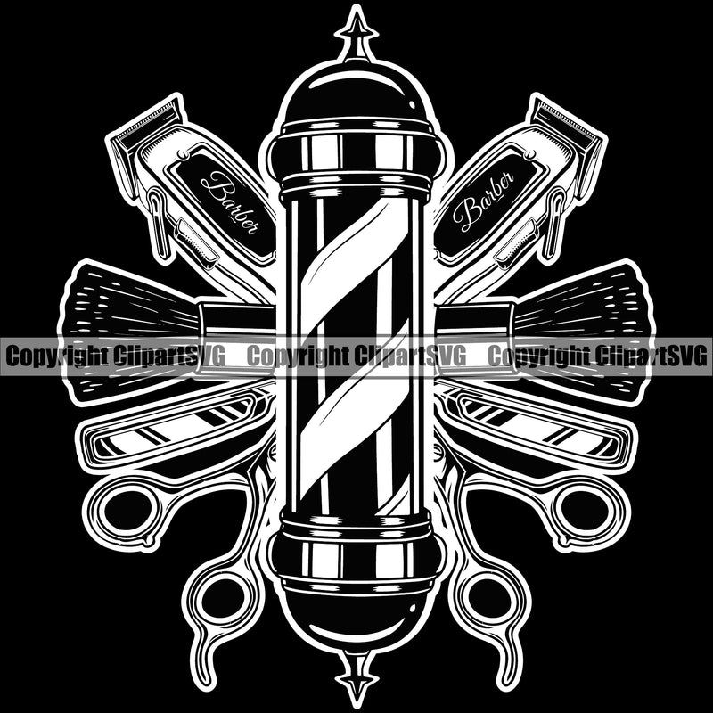 Barber Black Color Lamp Occupation Clippers Clipper Razor Shop Barbershop Hair Cut Hairdresser Haircut Hairstyle Hairstylist Beauty Salon Beard Shave Shaving Groom Grooming Design Element Retro Vintage Business Company Logo Clipart SVG
