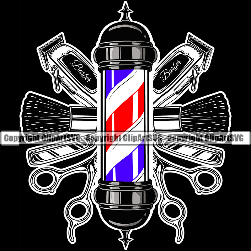 Barber Occupation Life Clippers Clipper Razor Shop Beauty Salon Beard Shave Shaving Groom Grooming Design Element Retro Vintage Business Company Logo Hairdresser Haircut Hairstyle Hairstylist Clipart SVG