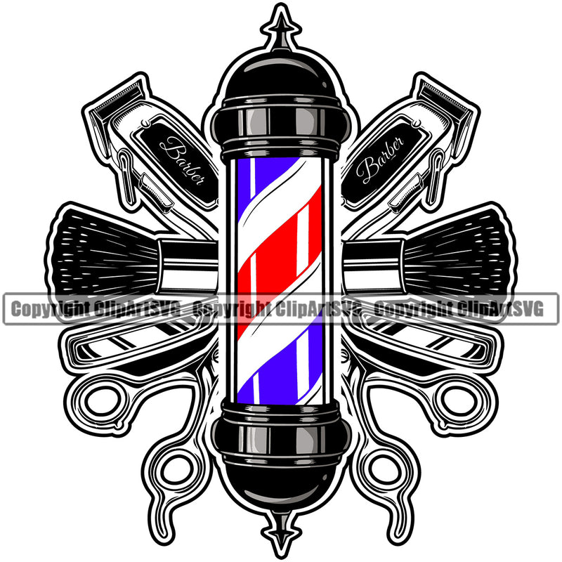 Barber Life Occupation Clippers Clipper Razor Shop Hairstyle Hairstylist Beauty Salon Beard Shave Shaving Groom Grooming Design Element Retro Business Company Logo Barbershop Hair Cut Hairdresser Haircut Clipart SVG