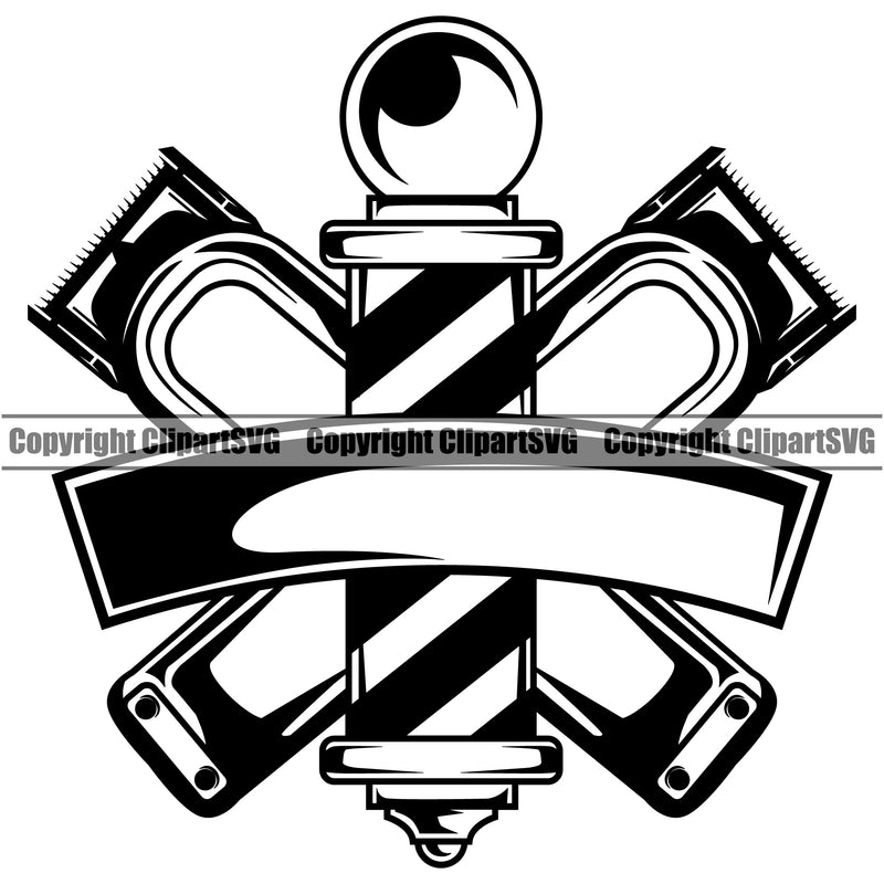 Barber Blank Occupation Clippers Clipper Razor Barbershop Hair Cut Haircut Hairstyle Hairstylist Beauty Salon Beard Shave Shaving Groom Grooming Design Element Retro Vintage Business Company Logo Clipart SVG