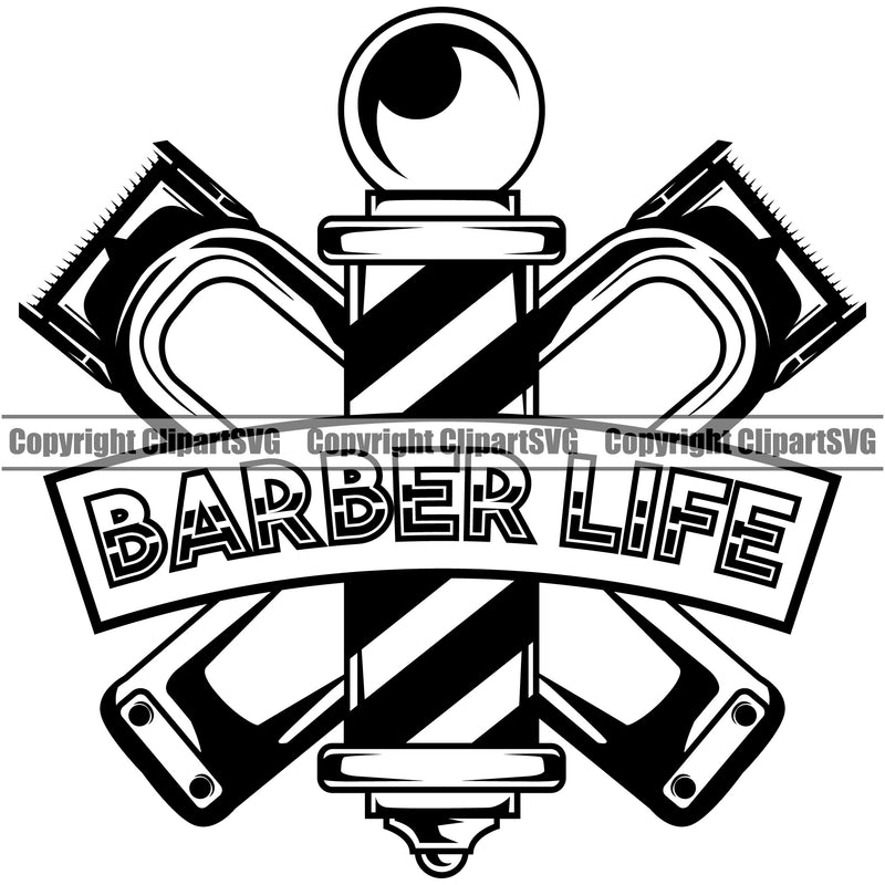Barber Life Occupation Clippers Clipper Razor Barbershop Hair Beard Shave Shaving Groom Grooming Design Element Retro Vintage Business Company Logo Cut Hairdresser Hairstyle Hairstylist Beauty Salon Clipart SVG
