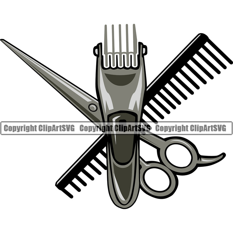 Barber Occupation Clippers Clipper Razor Shop Vintage Business Logo Barbershop Hair Cut Haircut Hairstyle Hairstylist Beauty Salon Beard Shave Shaving Groom Grooming Design Element Retro Mustache Clipart SVG