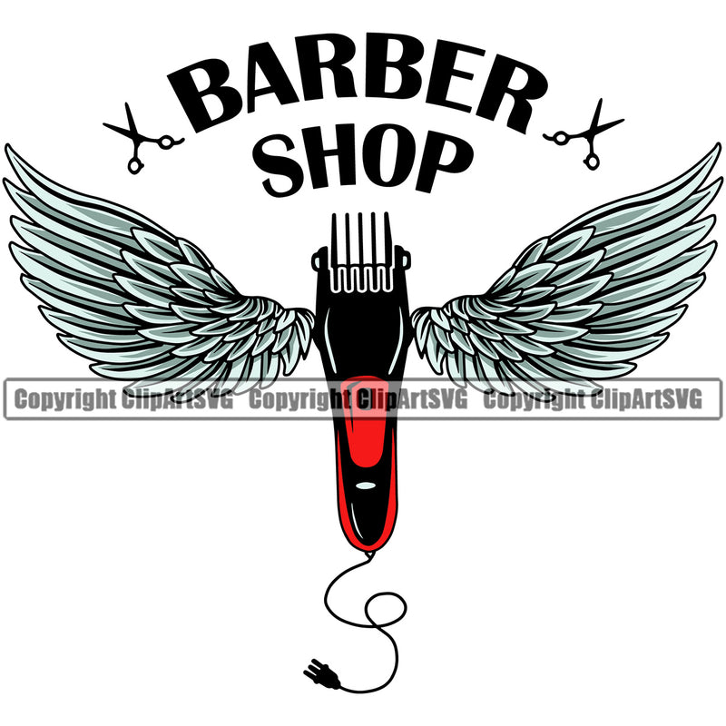 Barber Shop With Text Occupation Clippers Clipper Razor Barbershop Hair Cut Hairstyle Hairstylist Beauty Salon Beard Shave Shaving Groom Grooming Design Element Retro Vintage Business Company Logo Clipart SVG
